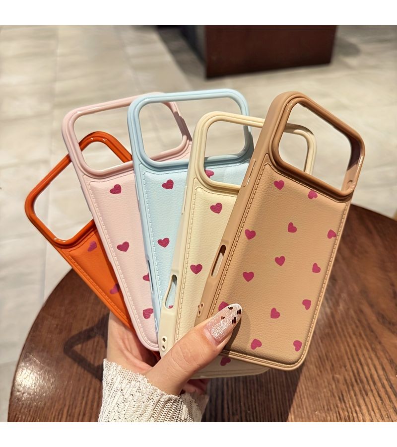 Orange Orange Heart Minimalist Pattern Autumn Winter Texture Air Cushion Full Coverage Drop Proof Scratch Resistant Shockproof Phone Case For Apple iPhone 12 Pro - Image 1