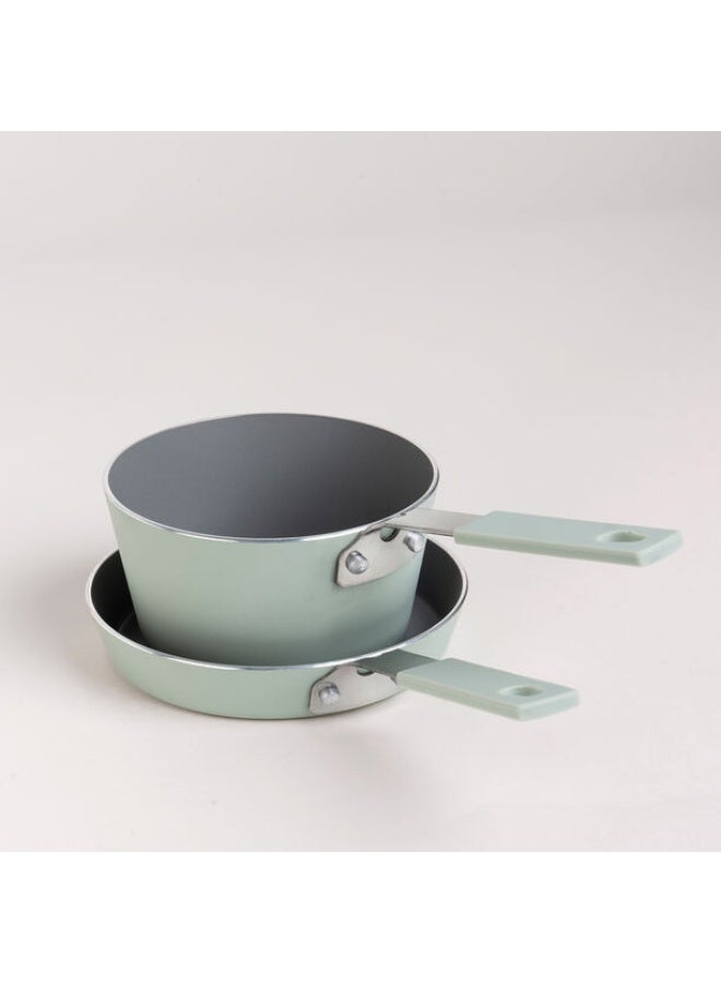 ALBERTO 2Pcs Mini Set Frypan + Sauce Pan Green - Image 2