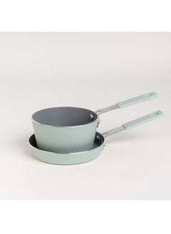ALBERTO 2Pcs Mini Set Frypan + Sauce Pan Green  - Image 1