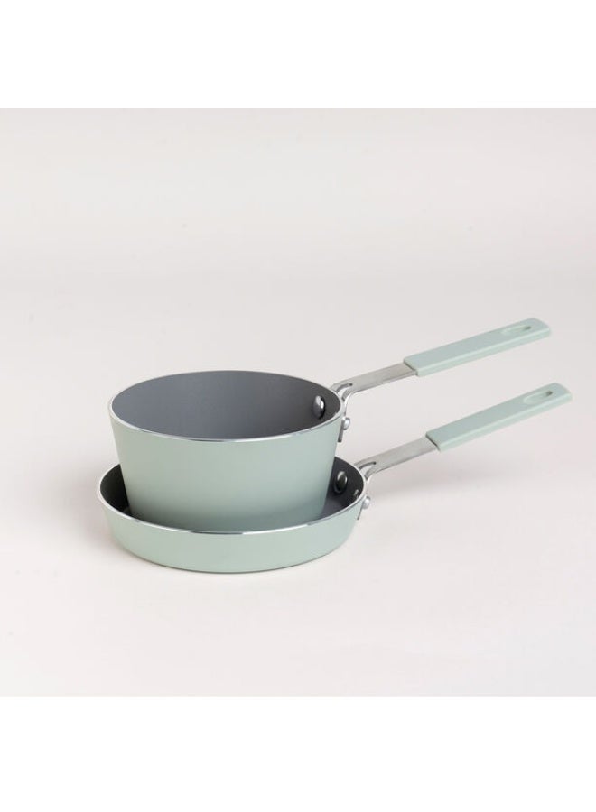 ALBERTO 2Pcs Mini Set Frypan + Sauce Pan Green - Image 1