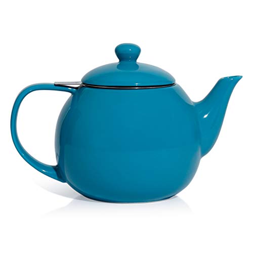 Sweese Teapot, Porcelain Tea Pot with Stainless Steel Infuser, Blooming & Loose Leaf Teapot - 27ounce, Steel Blue - Image 1