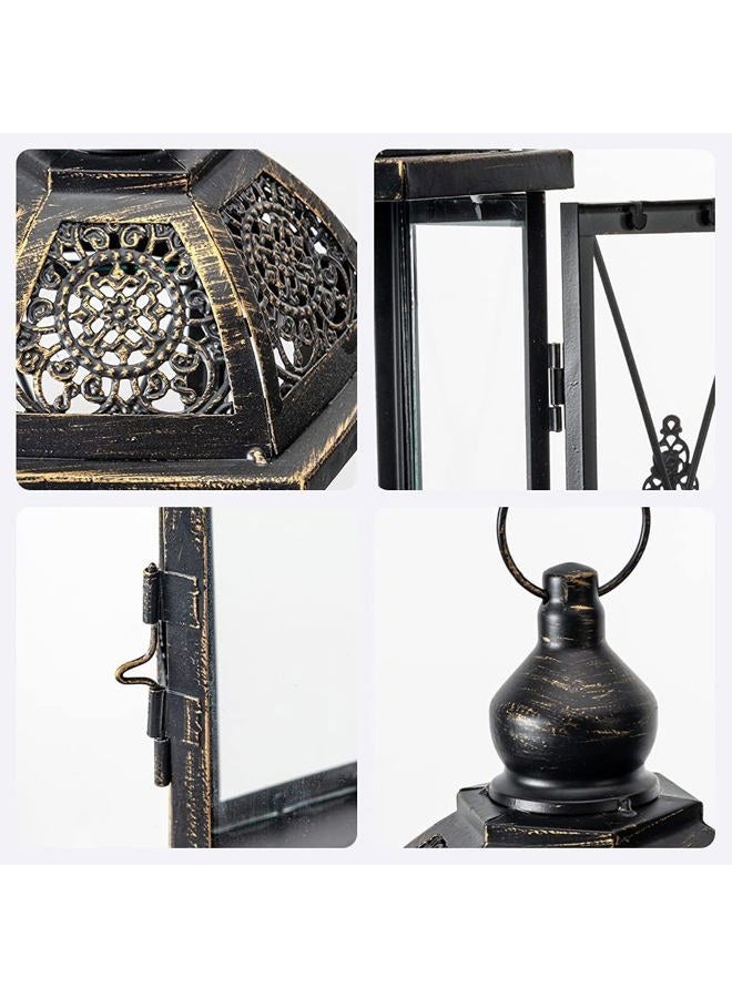 DECORKEY Large Lantern Decorative Outdoor & Indoor, Set of 2 (15''&10'') Metal Candle Lanterns Decor, Vintage Hanging Candle Holder for Front Porch Patio Wedding Farmhouse Home, Spring Decoration - Image 4