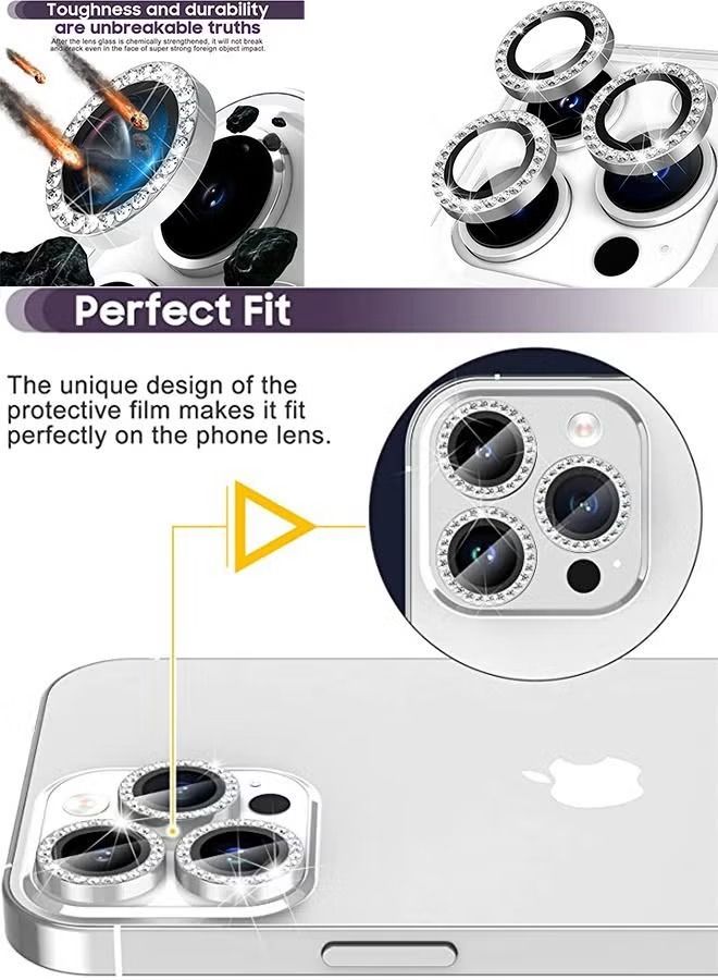 إيف iphone 14 Pro / Pro Max Diamond مطلي بالكهرباء للخدش واقي عدسة مقاوم للخدش عالي الدقة وغشاء ماسي للكاميرا AR غطاء زجاجي مقوى للكاميرا واقي شاشة واقٍ كامل لحزام العدسة وحزام الحفر - Image 2