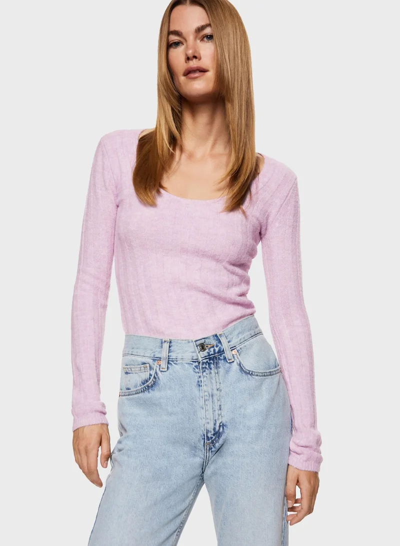 MANGO Crew Neck Knitted Sweater