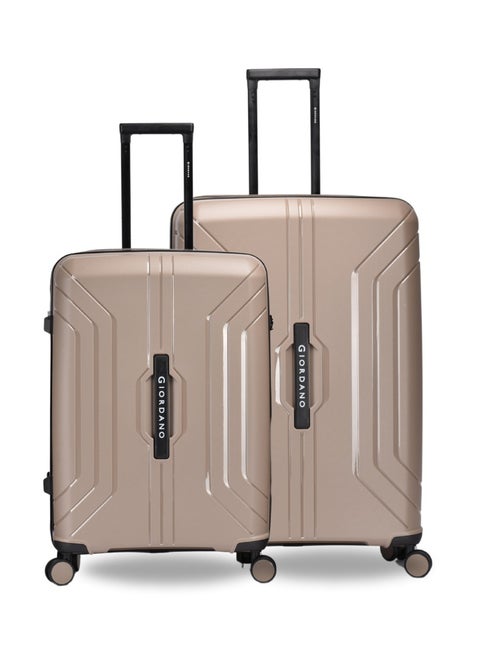 Giordano Luggage Sets of 2 Hard Shell PP Durable Lightweight Checked Suitcase with Double Spinner Wheels, Secure Combination Lock Travel Bag, Unbreakable Hardcase Suitcase 2 Pcs Beige (M+L)