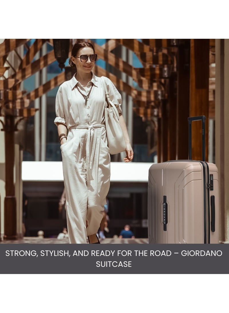 Giordano Luggage Sets of 2 Hard Shell PP Durable Lightweight Checked Suitcase with Double Spinner Wheels, Secure Combination Lock Travel Bag, Unbreakable Hardcase Suitcase 2 Pcs Beige (M+L)
