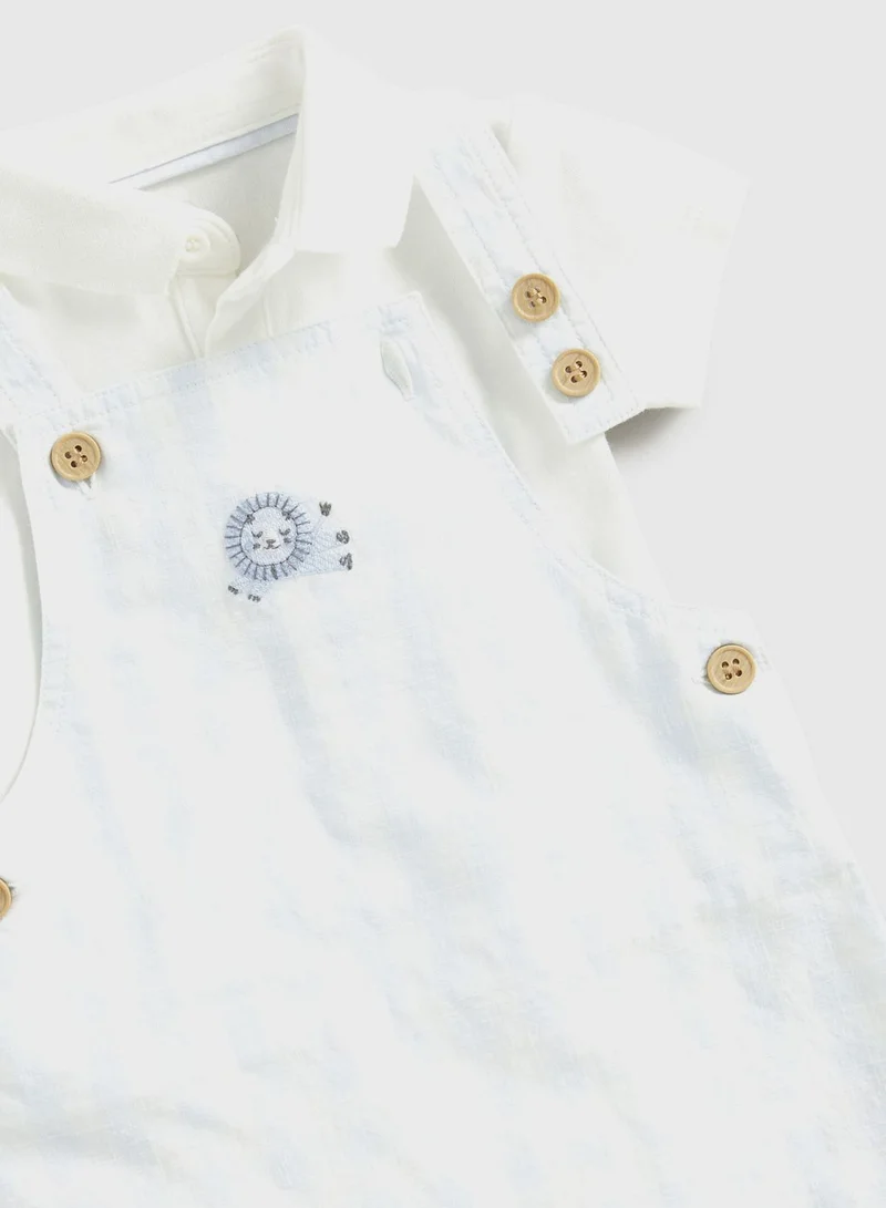 mothercare Kids Graphic Bodysuit, Dungaree & Socks Set