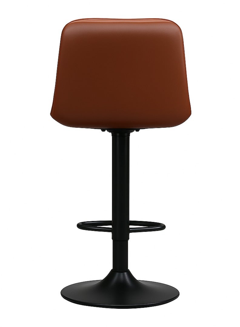 Wooden Twist كرسي بار قابل للتعديل من لونارا 360° مع مسند ظهر (بني) - Image 5