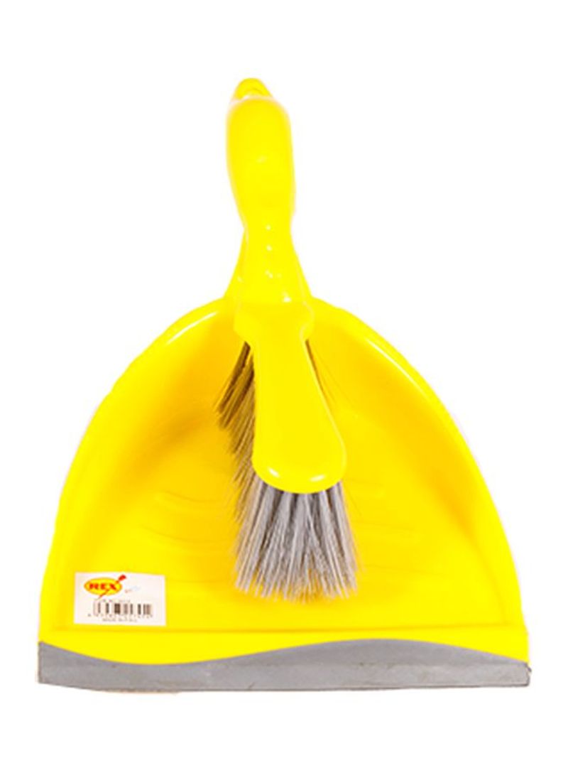 Cleaning Brush With Dustpan Yellow/Grey 35cm