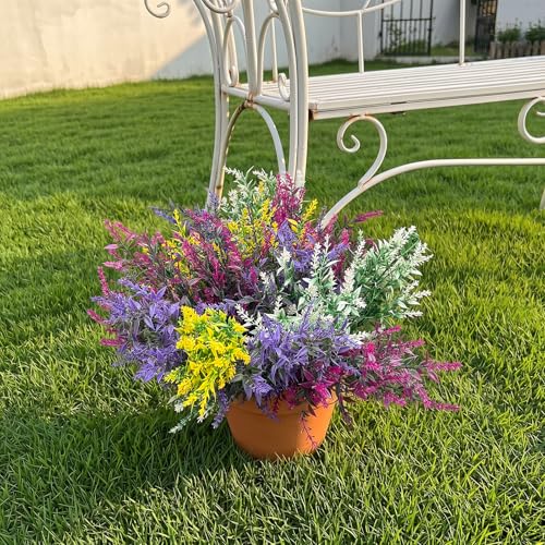 CLEANGOR 8 Bundles Artificial Flowers for Outdoors, Lavender Flowers Artificial, UV Resistant Artificial Outdoor Plants, for Spring Summer Garden, Porch, Patio, Window Box, Home Decoration (4 Color) - Image 4