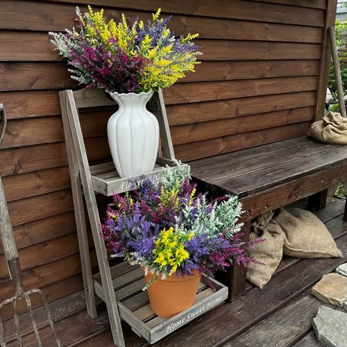CLEANGOR 8 Bundles Artificial Flowers for Outdoors, Lavender Flowers Artificial, UV Resistant Artificial Outdoor Plants, for Spring Summer Garden, Porch, Patio, Window Box, Home Decoration (4 Color) - Image 5