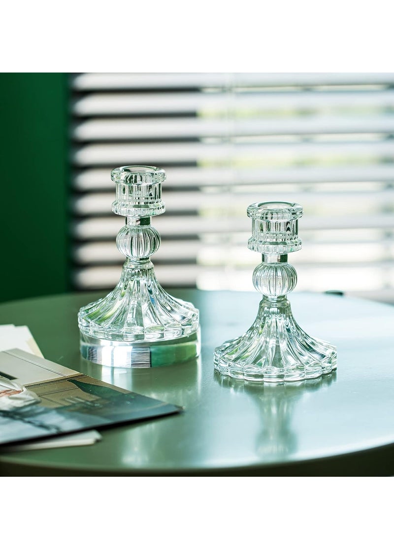 RR BRAND 6 Pices Glass Candlestick Holders 4 Inch Taper Candle Holders Clear Glass Candle Holders for Wedding Festival Party & Festival Decor  - Image 2
