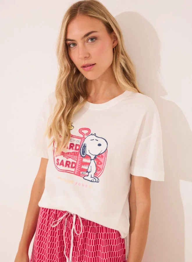 women'secret 100% Cotton Snoopy Red Short Pyjamas