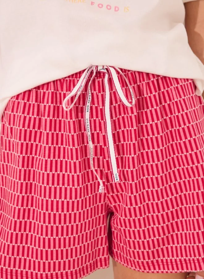 women'secret 100% Cotton Snoopy Red Short Pyjamas