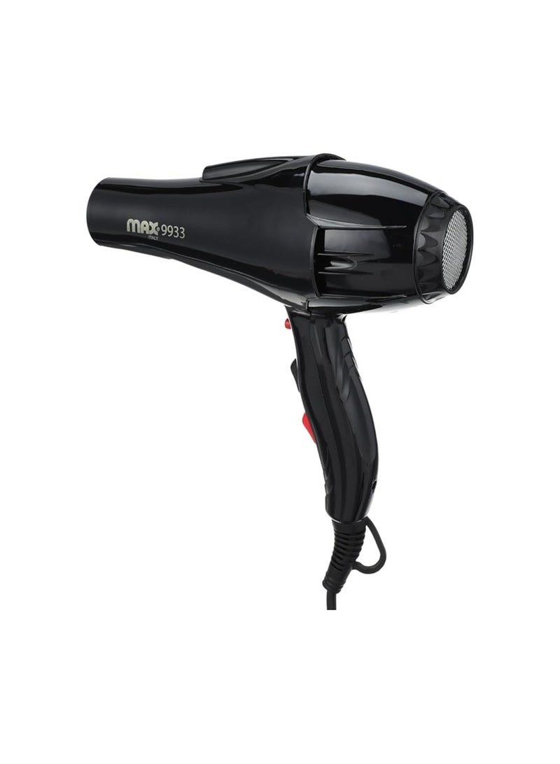 ماكس مجفف الشعر ماكس 9933، 3000 واط، (فعلي) كامل 2 راس أسود مستورد - Image 2