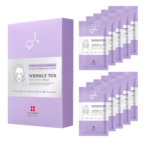 Leaders Insolution Wrinkle Tox Skin Clinic Mask | Adenosine-Infused Anti-Aging Facial Sheet for Fine Lines, Wrinkles, and Firmness | Premium Grade Cotton, Collagen Boosting (10 Sheets) - Image 1