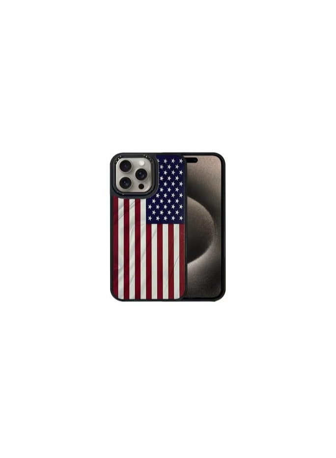 CATANES (for iPhone 15 Pro Max) Case, Hard PC Case, Shockproof Protective Case Cover / American Flag - Side Black - Image 1