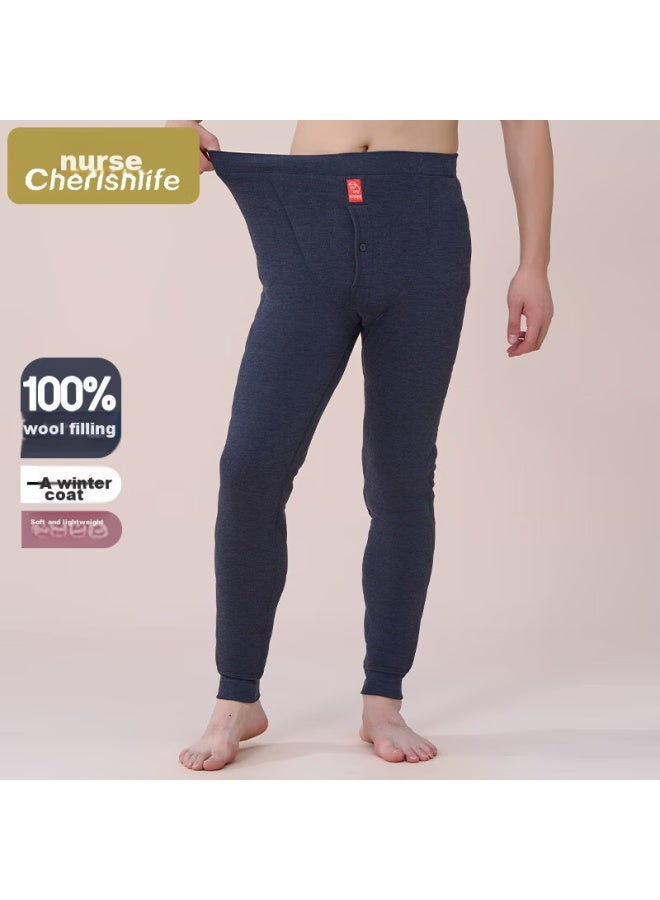 Little Nurse Xiaohushi Men's 100% Wool-filled Cotton Pants, High-waist, Soft And Warm, One Pair For Winter, Xxl (180/110)  - Image 1