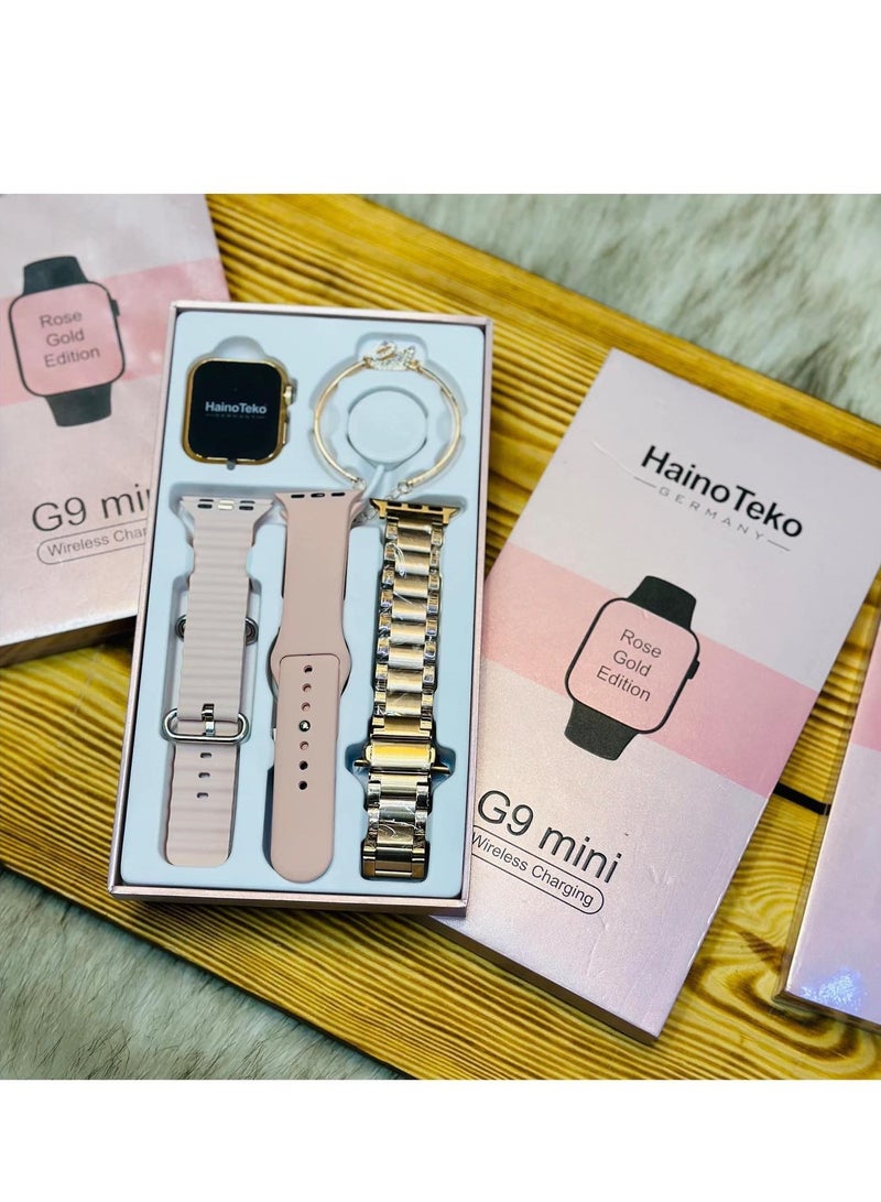 Haino Teko G9 Mini Rose Gold Edition Ladies Smart Watch with Three Set Strap and Stylish Bracelet Combo - Image 3