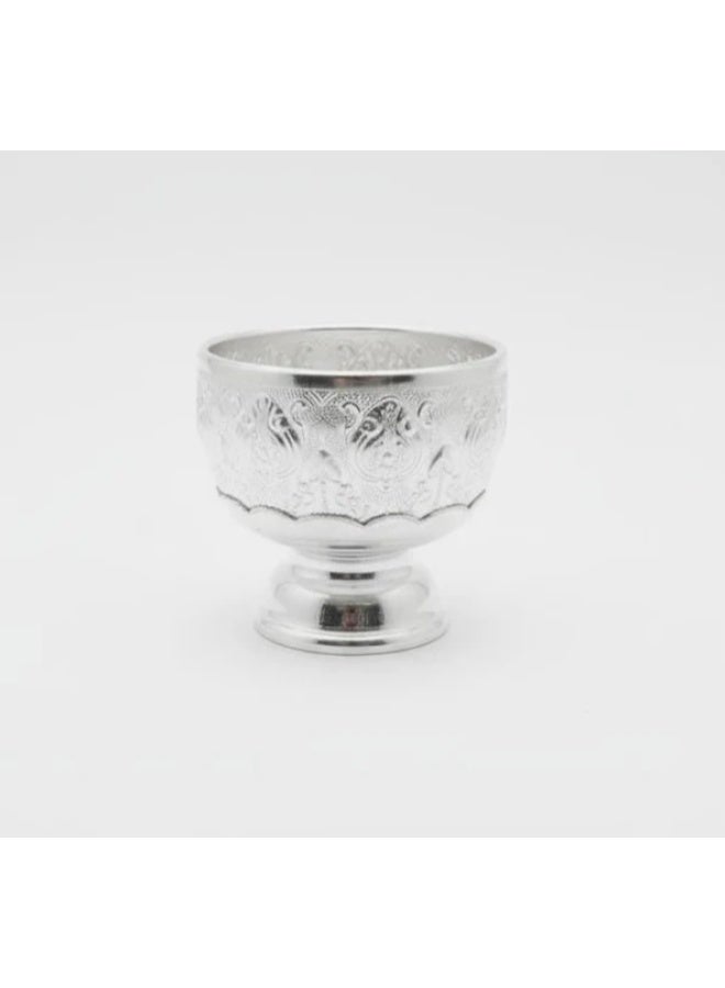 AKDC Aluminium Bowl with Stand – Unique Silver Design | 8 cm Elegant Home Decor Piece - Image 2