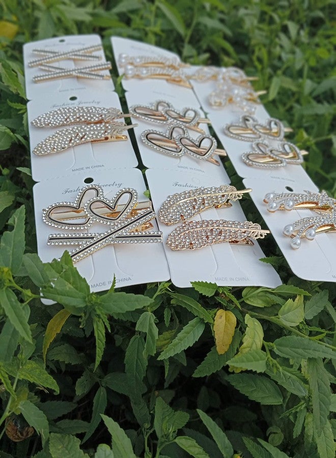 صن بيرد مشابك شعر متعددة التصاميم من صن بيرد للنساء، مشابك شعر كورية، مشابك شعر معدنية مرصعة باللؤلؤ، مشابك شعر أنيقة وجميلة للفتيات (6 قطع + 1 مجاناً، مشبك شعر قابل للقفل) - Image 3