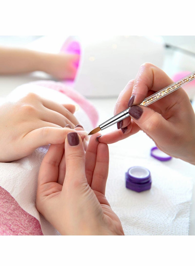 Excefore Acrylic Nail Brush, Sable Hair Round Oval Professional Nail Art Painting Brush With Special Liquid Glitter Handle (1 Pcs) - Image 2