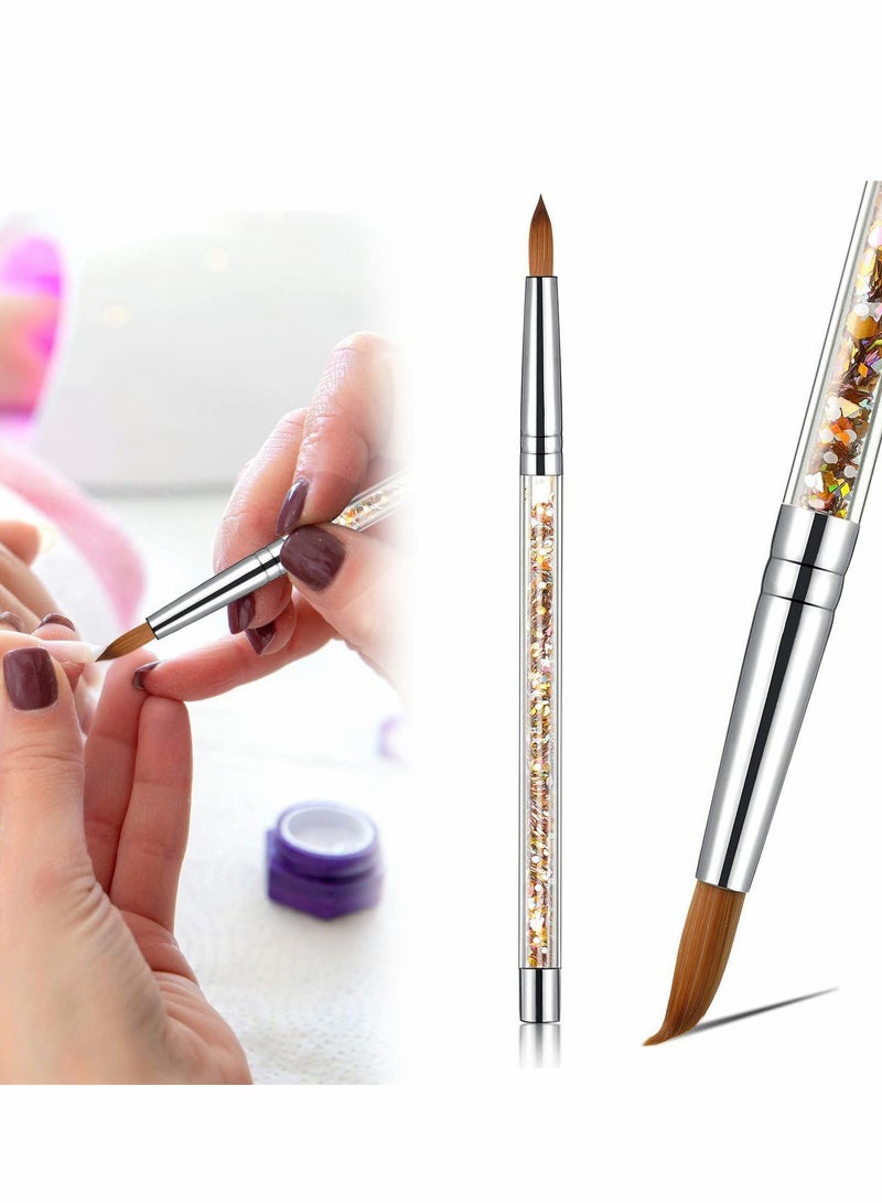 Excefore Acrylic Nail Brush, Sable Hair Round Oval Professional Nail Art Painting Brush With Special Liquid Glitter Handle (1 Pcs) - Image 1