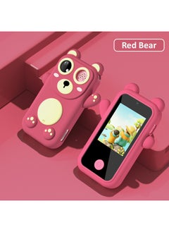 Cartoon Unicorn H07 Children's Mobile Phone Camera Flashlight Game Alarm Clock Multi-function Toy-Color:Rose Red Bear (touch Screen Model) Does Not Come With Card