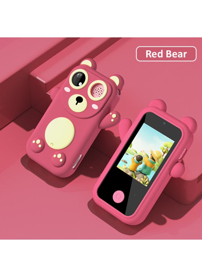 Generic - Cartoon Unicorn H07 Children's Mobile Phone Camera Flashlight Game Alarm Clock Multi-function Toy-Color:Rose Red Bear (touch Screen Model) Does Not Come With Card - Image 1