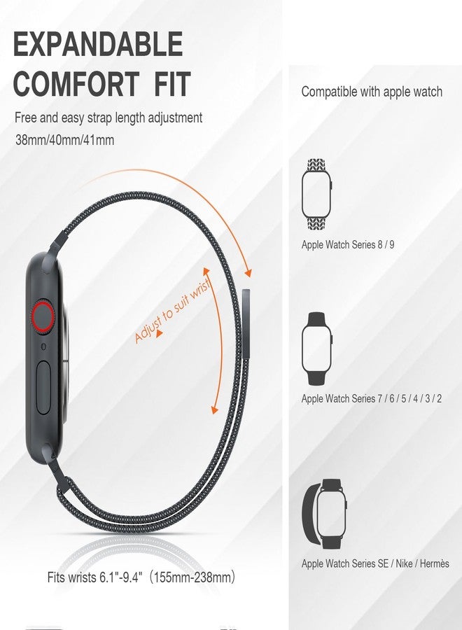 MARGE PLUS Stainless Steel Milanese Loop Compatible with Apple Watch Band 46mm 42mm 44mm 45mm 49mm 38mm 40mm 41mm men and women, Magnetic Clasp Replacement for iWatch Bands Ultra Series 10 9 8 7 6 5 4 - Image 4