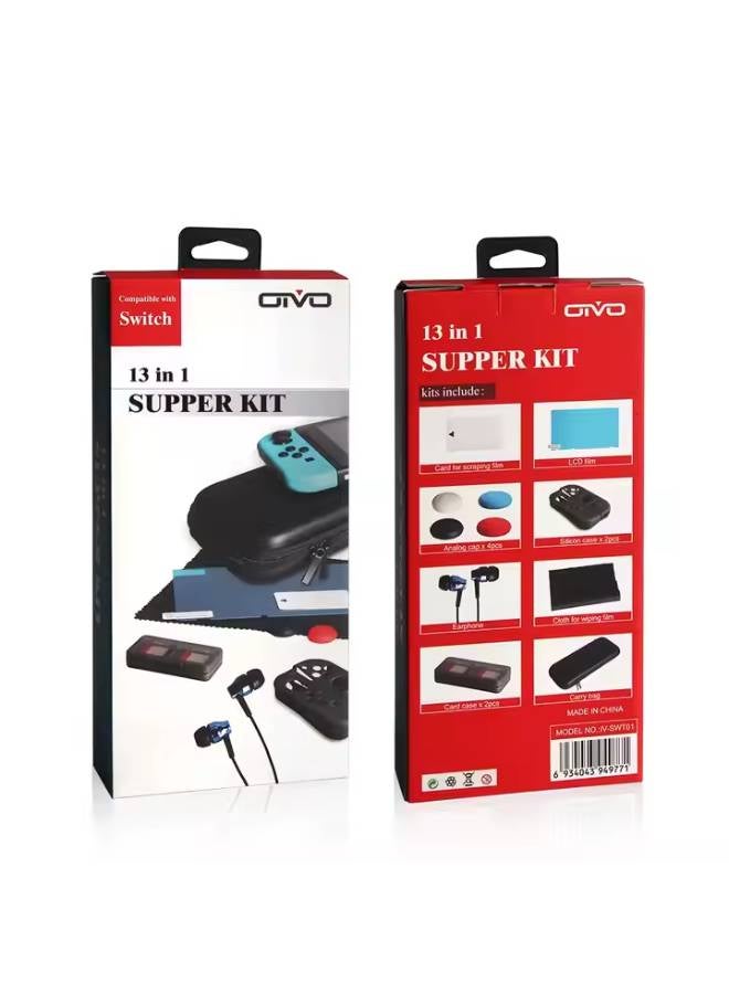 Oivo 13 in 1 Super Kit for Nintendo Switch NS NX Game Console Joy-Con Gamepad EVA Storage Bag - Image 1