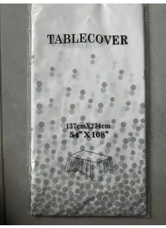 Generic Waterproof Rectangular Party Table Cover White Silver Dot 