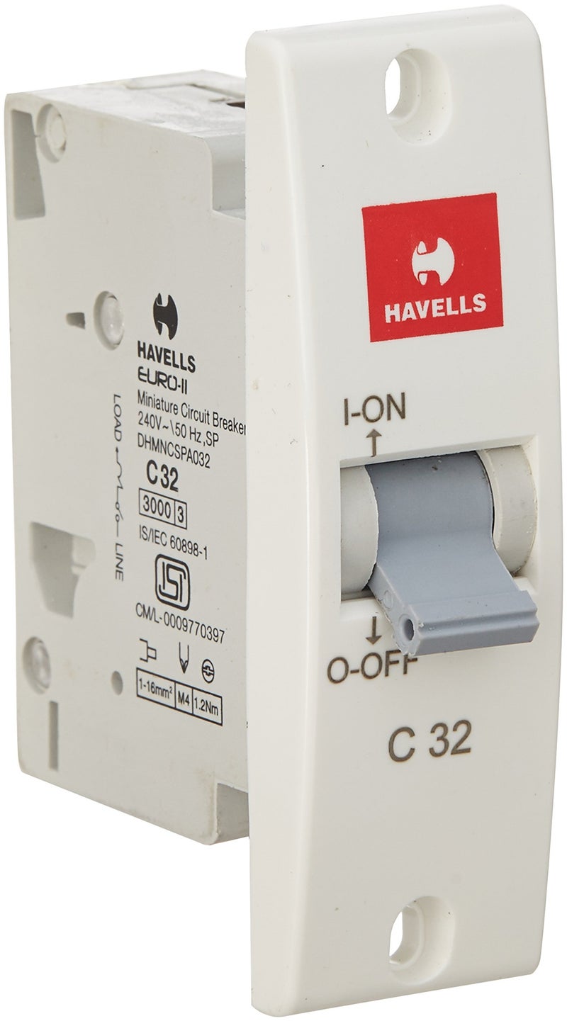 Havells DHMNCSPA032 PVC Plastic 32A SP C Mini MCB (White) - Image 2