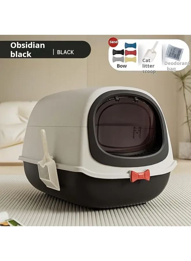 صندوق فضلات القطط الأسود التلقائي ذاتي التنظيف مقاوم للروائح سهل التنظيف غير لاصق - Image 1