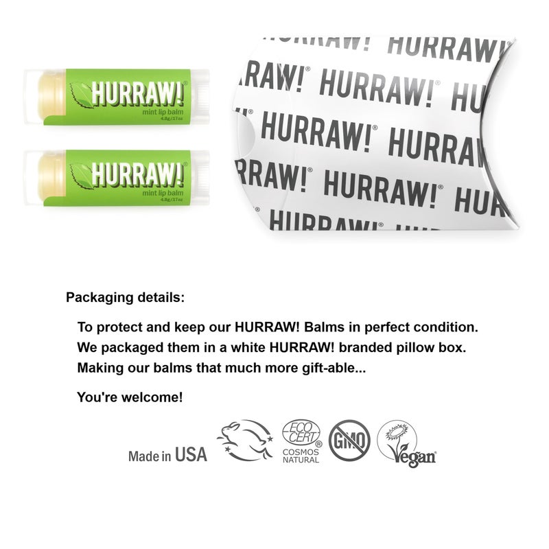 Hurraw! Mint Lip Balm, 2 Pack: Organic, Certified Vegan, Cruelty and Gluten Free. Non-GMO, 100% Natural Ingredients. Bee, Shea, Soy and Palm Free. Made in USA - Image 2
