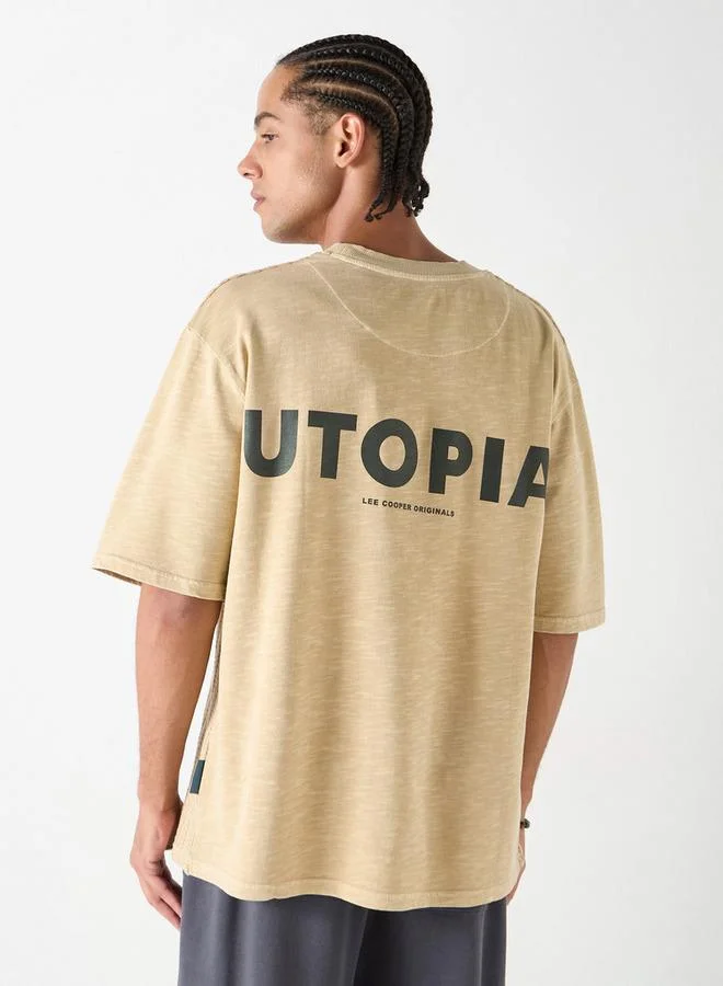 Lee Cooper Lee Cooper Textured Oversized T-shirt with Short Sleeves