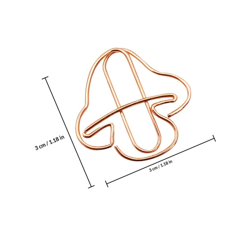 Rose Gold Mini Mushroom Paper Clips 30 Pieces Cute Desk Organizer For Office School Notes - Image 3