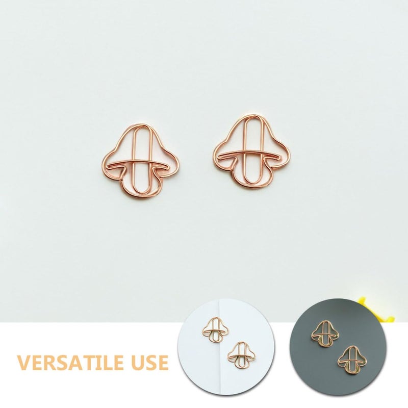 Rose Gold Mini Mushroom Paper Clips 30 Pieces Cute Desk Organizer For Office School Notes - Image 4