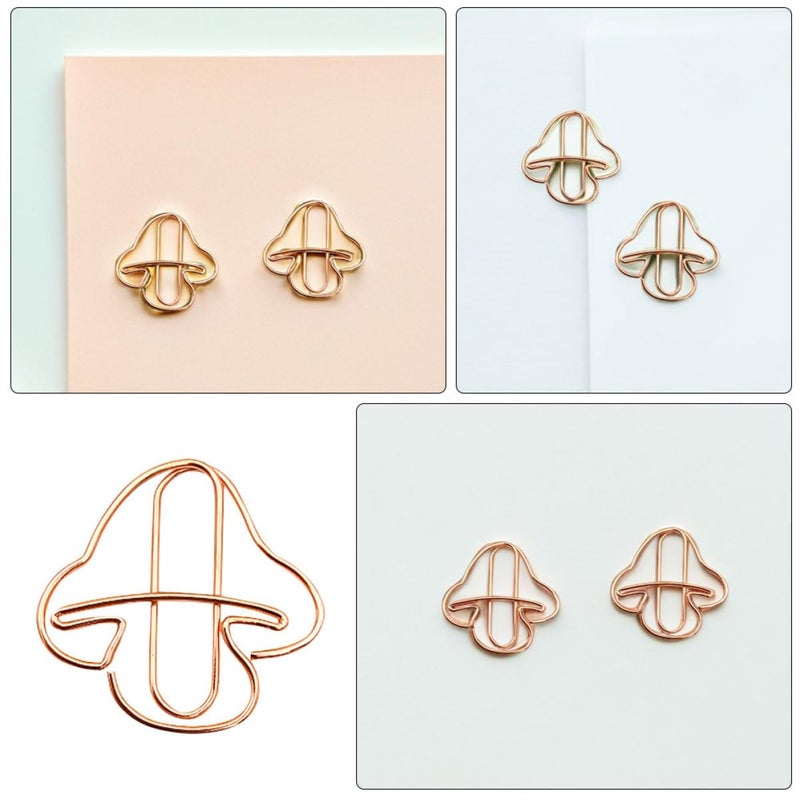 Rose Gold Mini Mushroom Paper Clips 30 Pieces Cute Desk Organizer For Office School Notes - Image 5