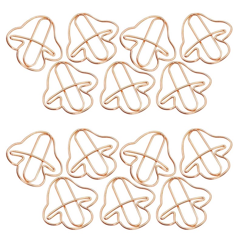 Rose Gold Mini Mushroom Paper Clips 30 Pieces Cute Desk Organizer For Office School Notes - Image 2