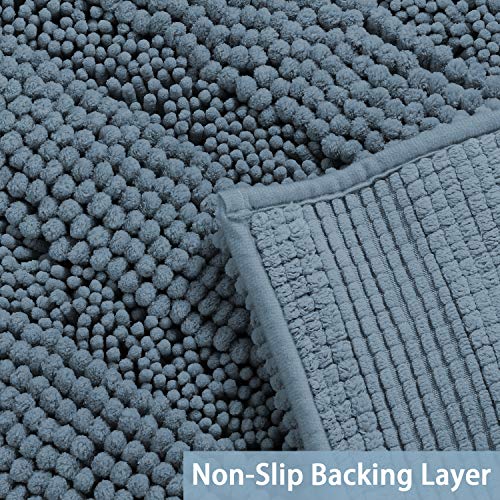 Turquoize Bathroom Runner Extra Long Bathroom Rug Blue Chenille Bath Rug Non Slip Shaggy Bath Mat Shag Shower Mat, Soft and Cozy, Super Absorbent Water, Washable Rug, 47 x 17 inches, Stone Blue - Image 3