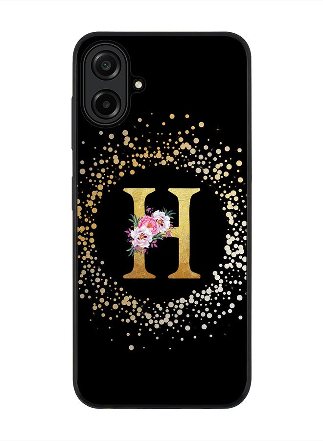 Stylizedd For Samsung Galaxy A07 4G Case,Slim fit Camera Protection, Shockproof Thin Phone cover  - Custom Monogram Floral - H ( Black ) - Image 1