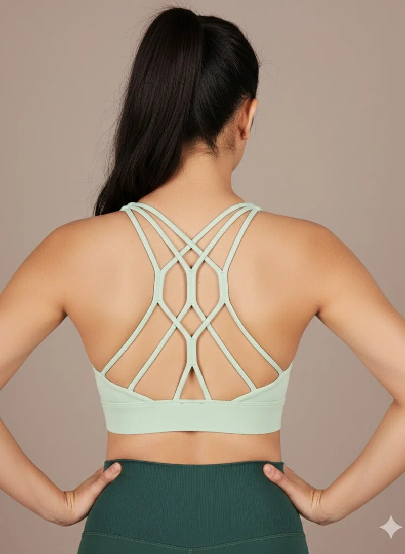 THUGFIT 2 in 1 COMBO WOMENS SPORTWEAR LEGGING & SPORTS BRA CROSSBACK SET GREEN S M L XL