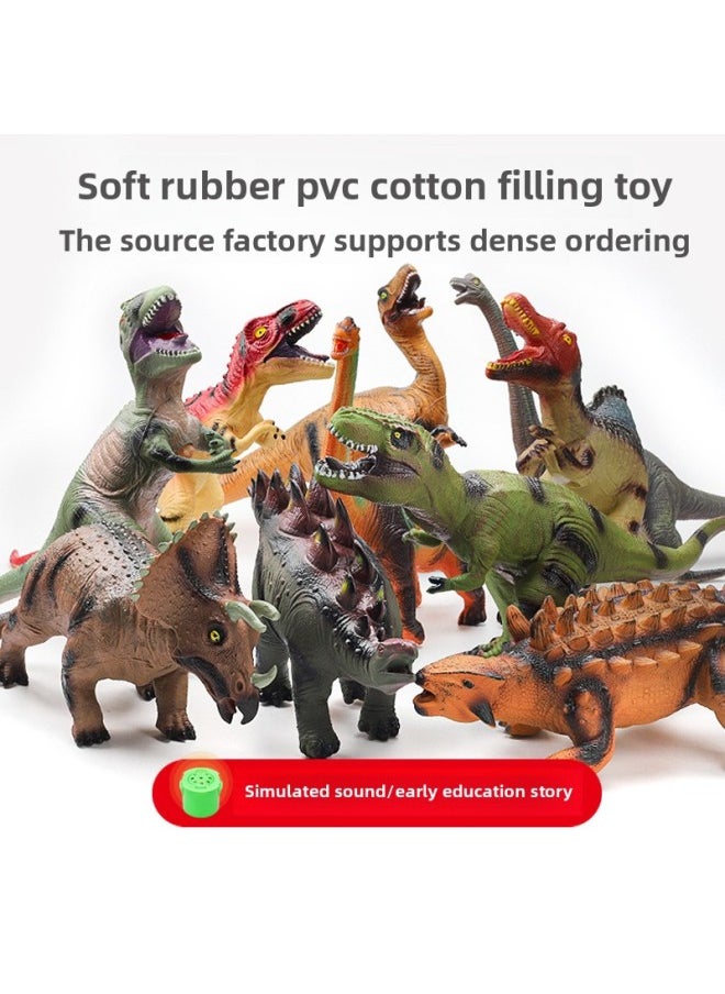 Generic - Simulation Soft Rubber Large Dinosaur Model Toy Sound Children Boy Vinyl Tyrannosaurus Pterosaurus Triceratops Wholesale-Color:[C60] Raptor-Specifications:Single Cry + Light - Image 1