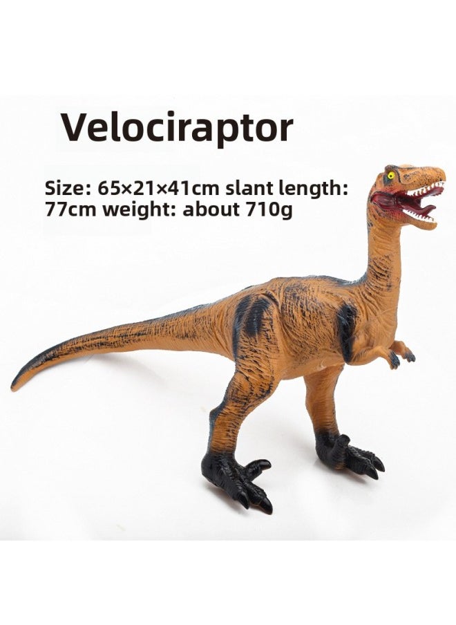 Generic - Simulation Soft Rubber Large Dinosaur Model Toy Sound Children Boy Vinyl Tyrannosaurus Pterosaurus Triceratops Wholesale-Color:[C60] Raptor-Specifications:Single Cry + Light - Image 1