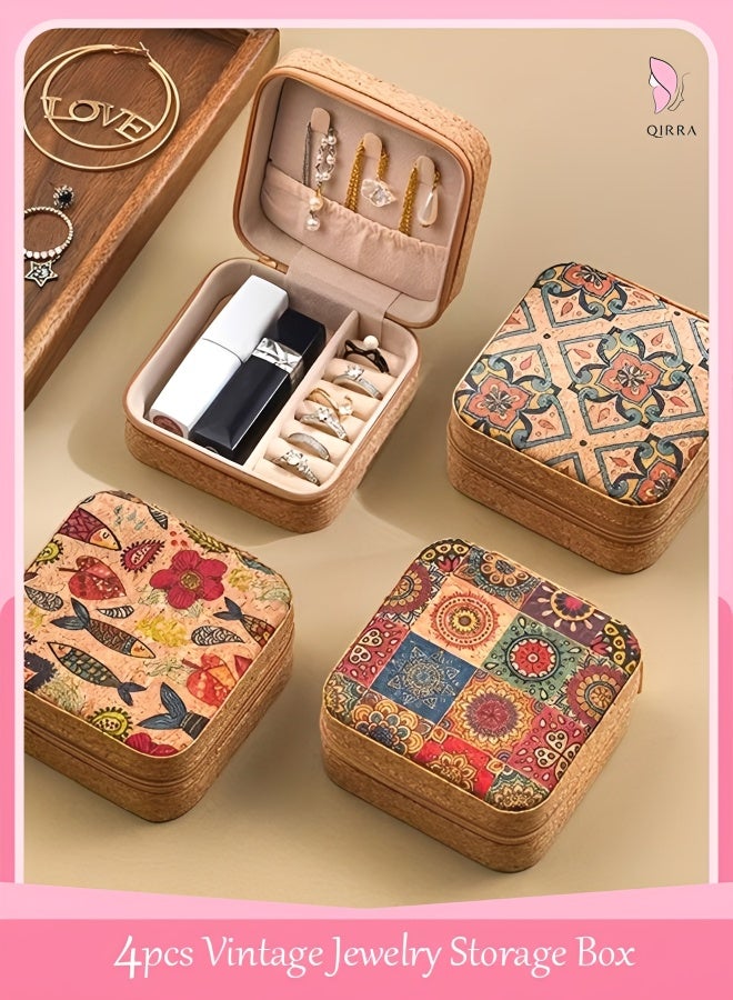 QIRRA Jewelry Box Organizer, Portable Zipper Jewelry Storage Case Set 4pcs for Women and Girls - Image 1