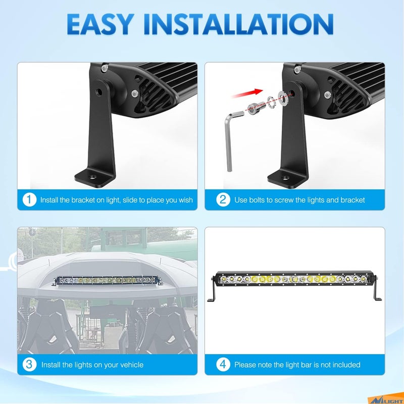 Nilight 2PCS Universal Side-Mounted Brackets Adjustable Compatible with Straight or Curved Led Light Bar, 2 Years Warranty - Image 3