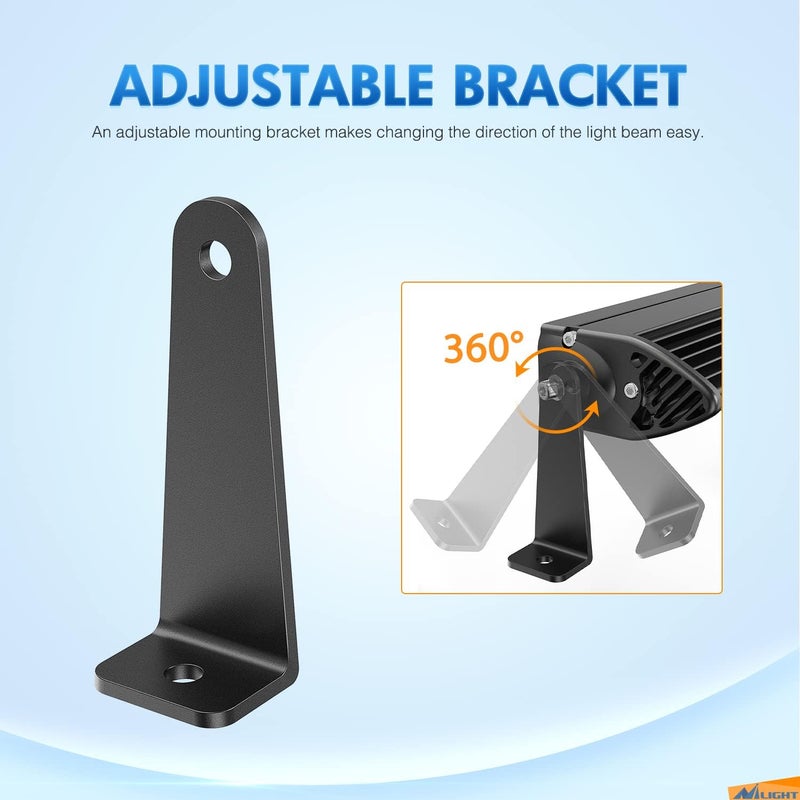 Nilight 2PCS Universal Side-Mounted Brackets Adjustable Compatible with Straight or Curved Led Light Bar, 2 Years Warranty - Image 5