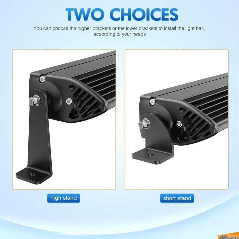 Nilight 2PCS Universal Side-Mounted Brackets Adjustable Compatible with Straight or Curved Led Light Bar, 2 Years Warranty - Image 4
