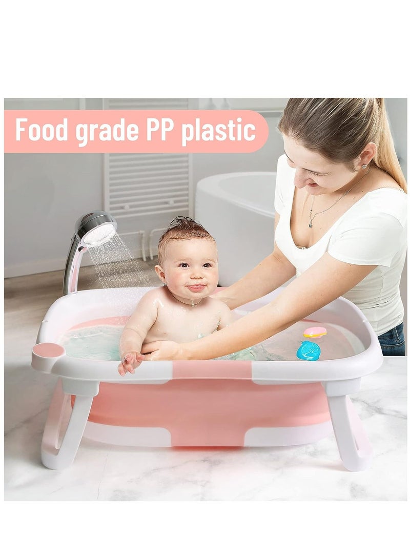 عربست حوض استحمام للأطفال ، حمام أطفال قابل للطي مع مقياس حرارة الماء الساخن وحامل غير قابل للانزلاق ، حوض استحمام محمول للرضع لحديثي الولادة والأطفال (رمادي) - Image 2